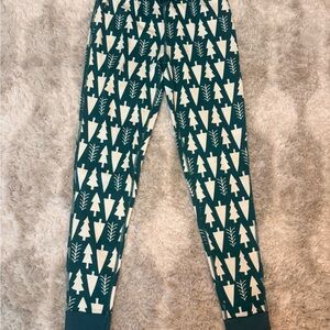 Hanna Andersson Winter Green and White Tree Patterned Pajama Pants